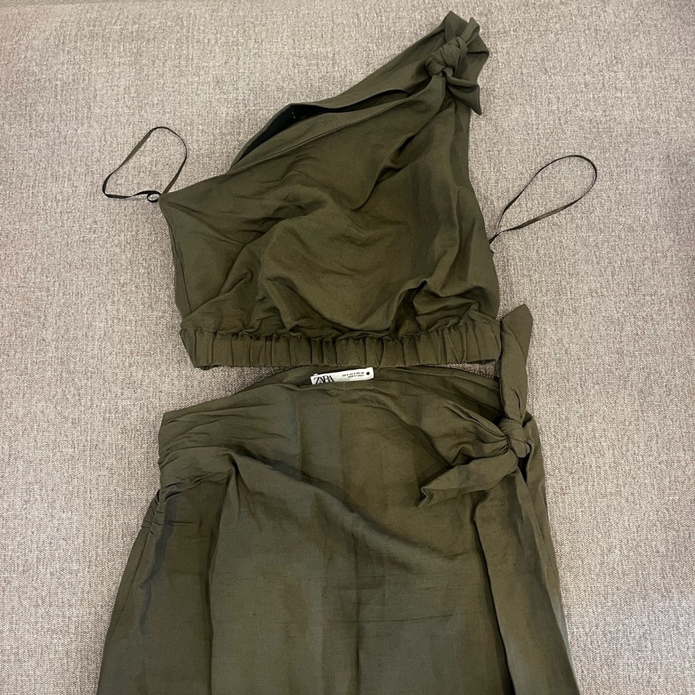 Zara two piece linen blend set